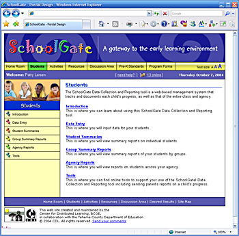 SchoolGate - Gateway to the Early Learning Environment